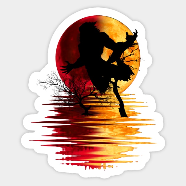 werewolf yellow red moon 2 Sticker by medo art 1